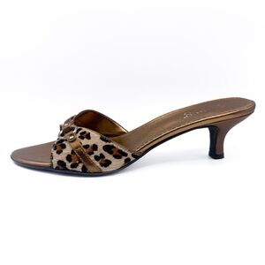 Franco Sarto Calf Hair Leopard Print Kitten Heels EUC 9M Leather Made In Brazil